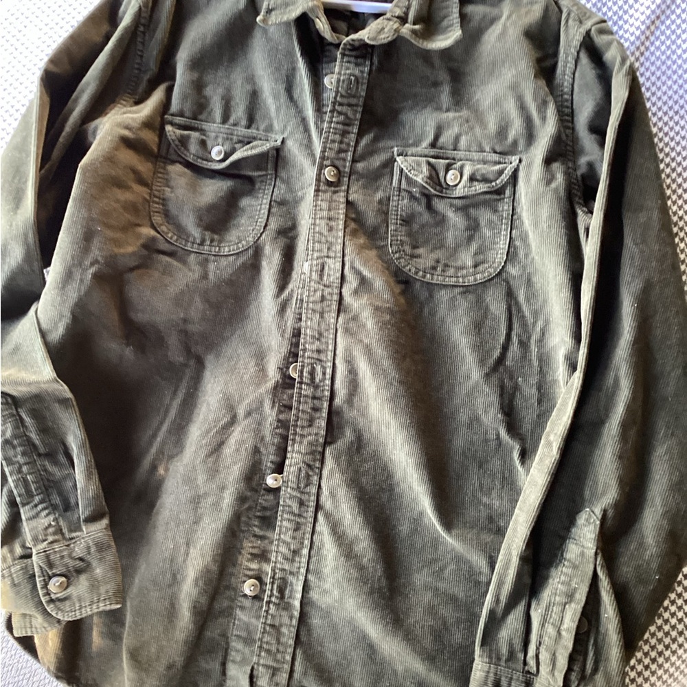 Men's Olive Green corduroy shirt Jcrew mens xl slim